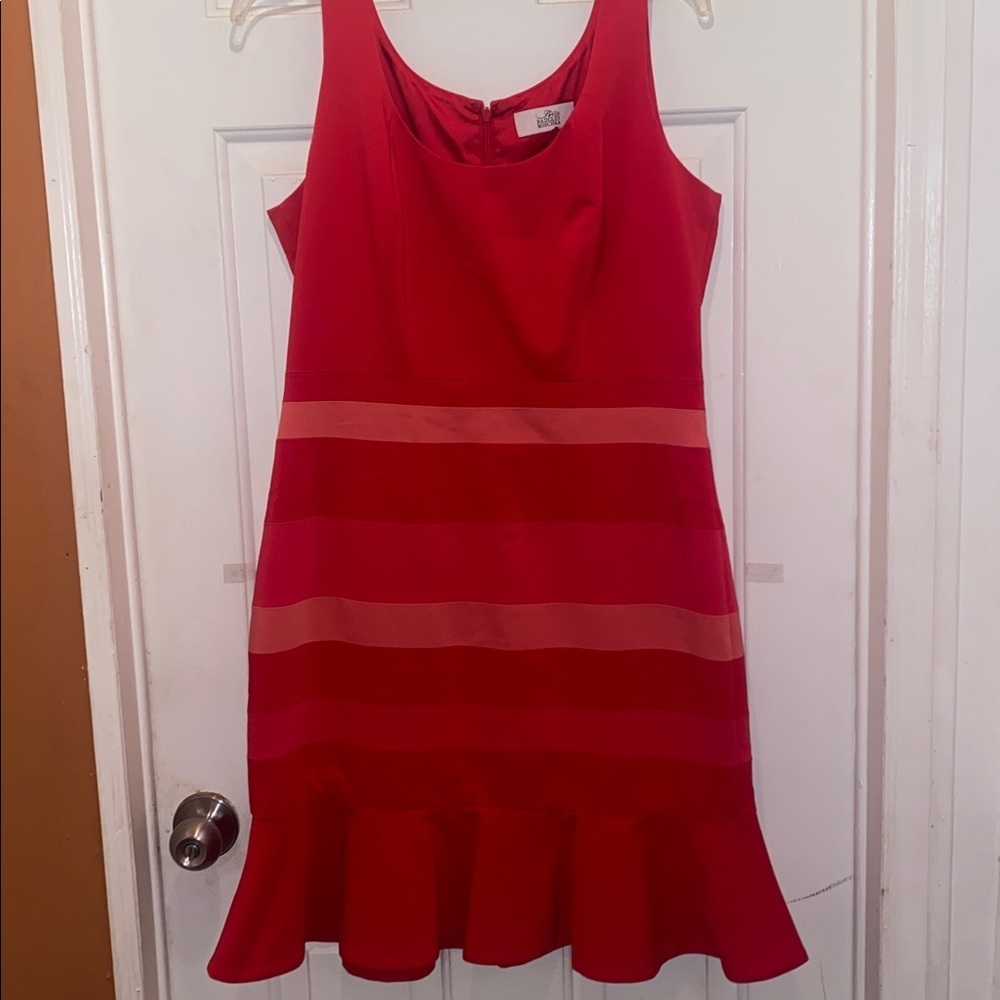 Badgley Mischka Vibrant  Midi Dress with Pink Stripes